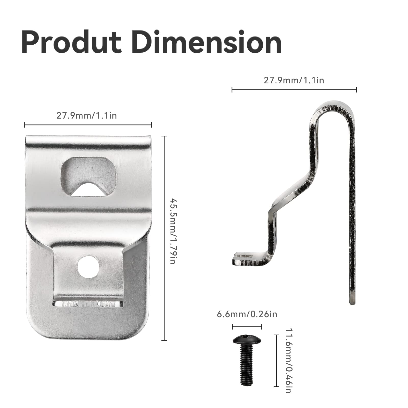 Belt Clips for Dewalt, 6pcs 304 Stainless Steel Drill Tool Clips Hook Kit with Screws for Dewalt N268241 Fit for 20V Power Tools DCD980 DCD985 DCD980L2 DCD985L2