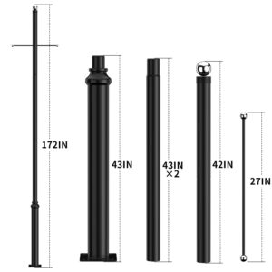 Bettyliss Outdoor Street Light Pole, Black Metal LED Light Mounting Pole for Exterior House Porch Deck Yard (13.3FT Pole)