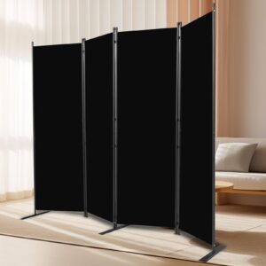 4 Panel Folding Privacy Screens, Folding Privacy Screen for Office, Partition Room Separators, Freestanding Room Fabric Panel (Black)