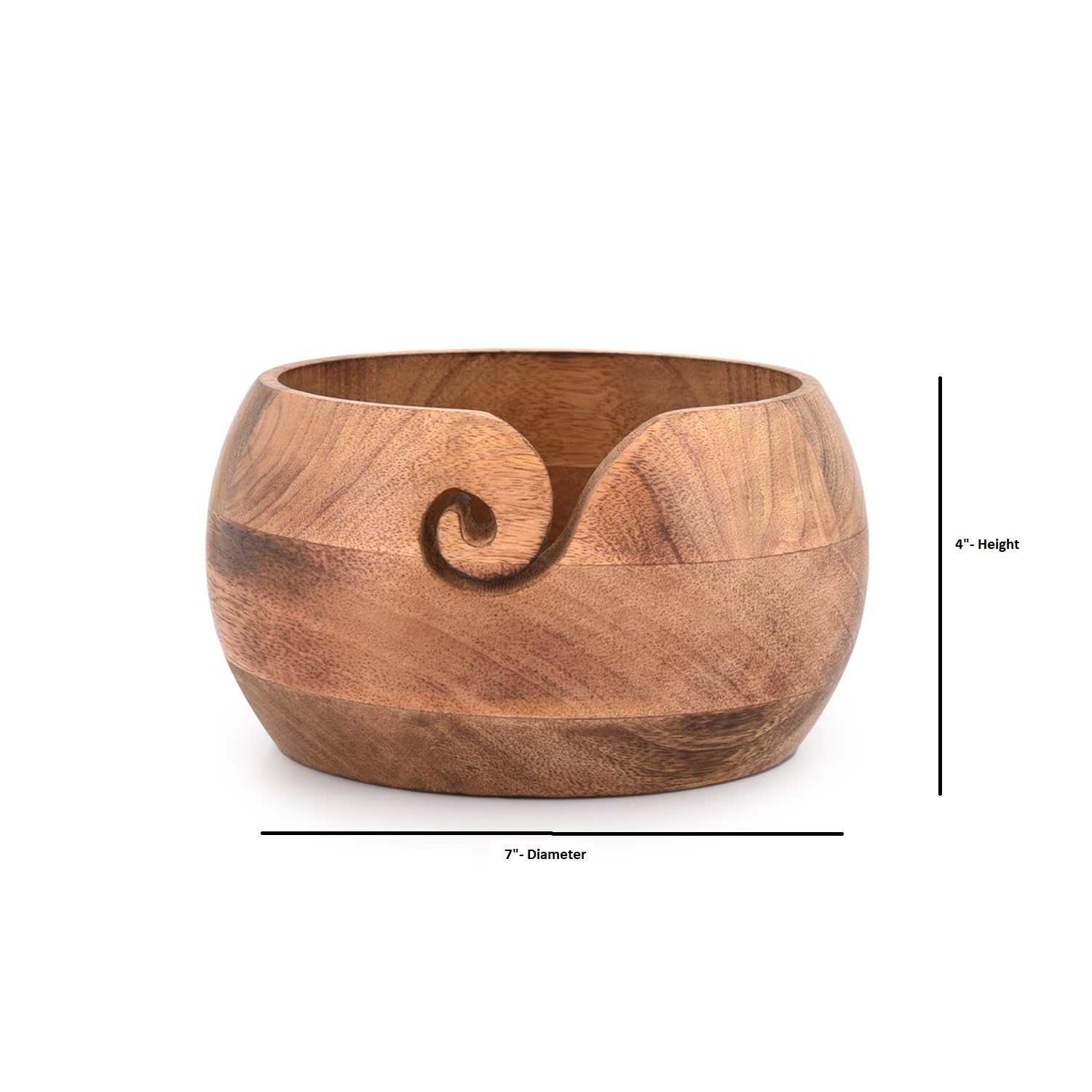 NIRMAN Wooden Yarn Bowl Portable Knitting Yarn Bowl Christmas Gifts for Women Knitting Crochet Knit Picker Yarn Bowl (7" x 7" x 4'')