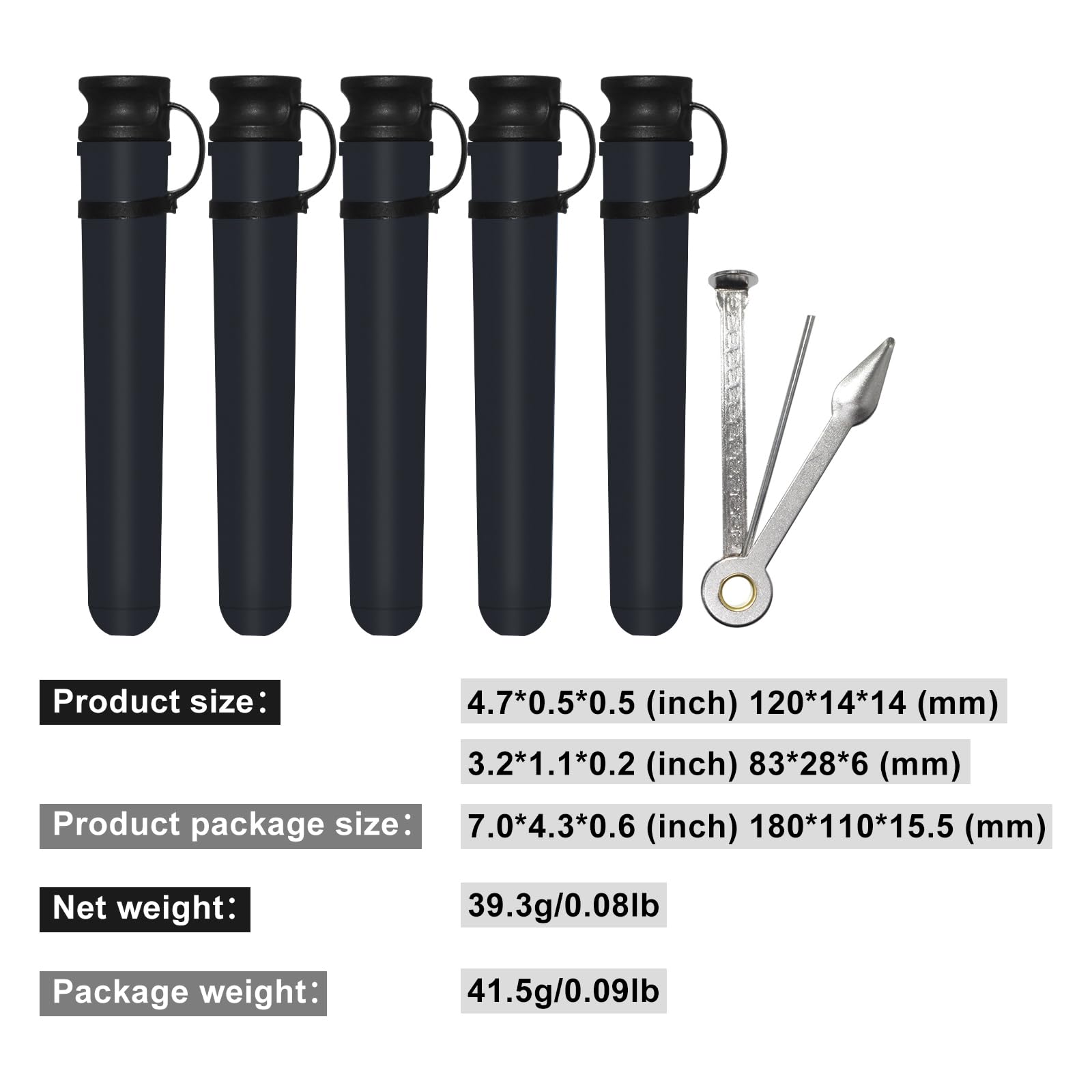 ADILAIDUN King Size Pre-Rolled Paper Tube Storage Container, Waterproof, Crush Proof Rolled Paper Tube, Black (5 pieces)