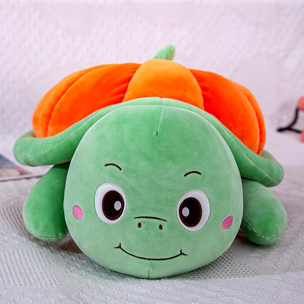 XIYUAN Stuffed Pumpkin Turtle Plush Toy, 20 inch Turtle Stuffed Animal, Turtle Plush Cuddly Soft Pillow, Marine Stuffed Animal, Turtle Plush Pillow（Orange）