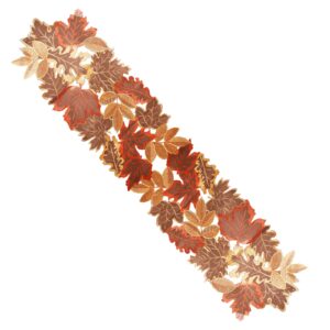 fall harvest table runner 13"x70", cutwork applique embroidered leaves table runner maple leaves table runner for home kitchen decoration table runner for halloween thanksgiving christmas