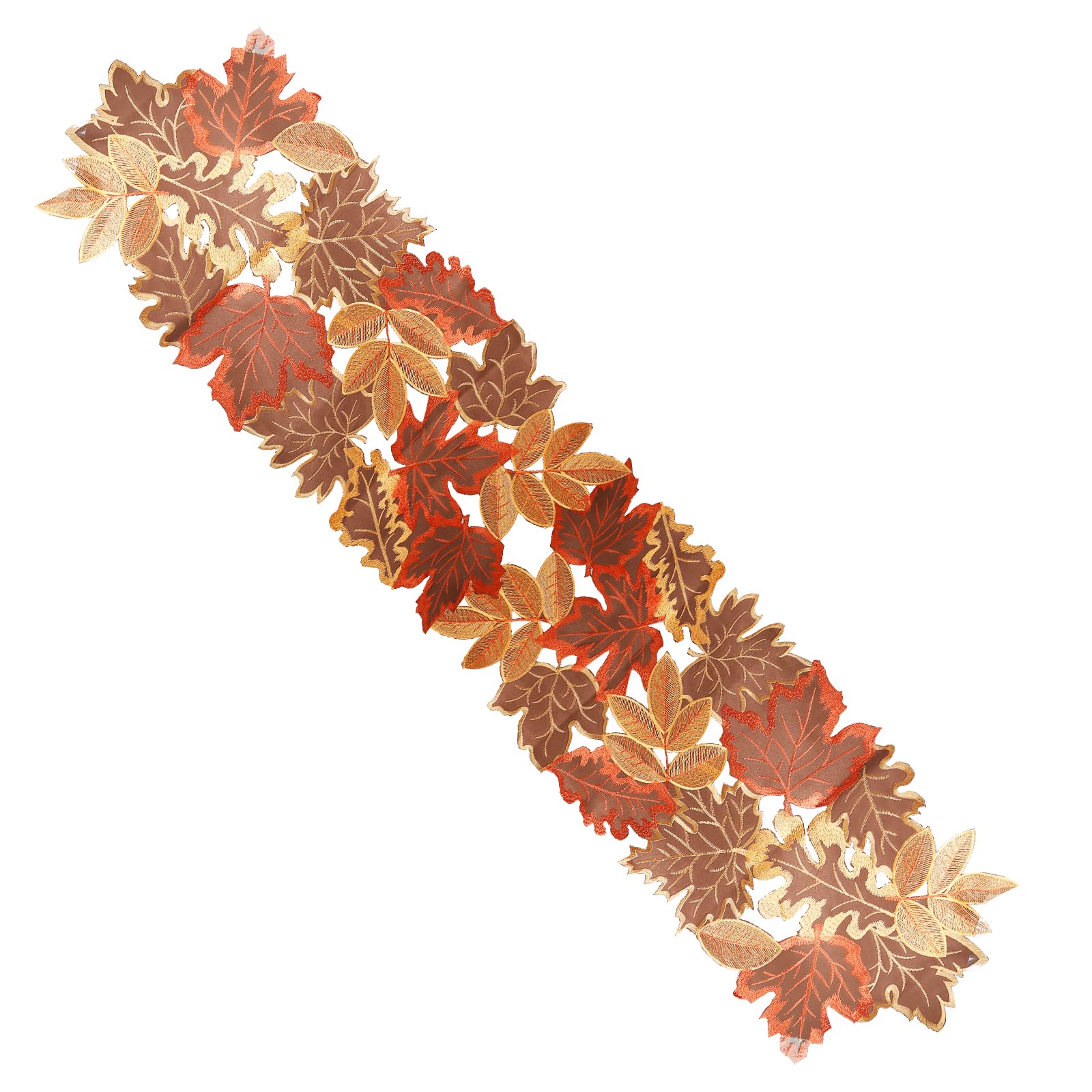 Fall Harvest Table Runner 13"x70", Cutwork Applique Embroidered Leaves Table Runner Maple Leaves Table Runner for Home Kitchen Decoration Table Runner for Halloween Thanksgiving Christmas