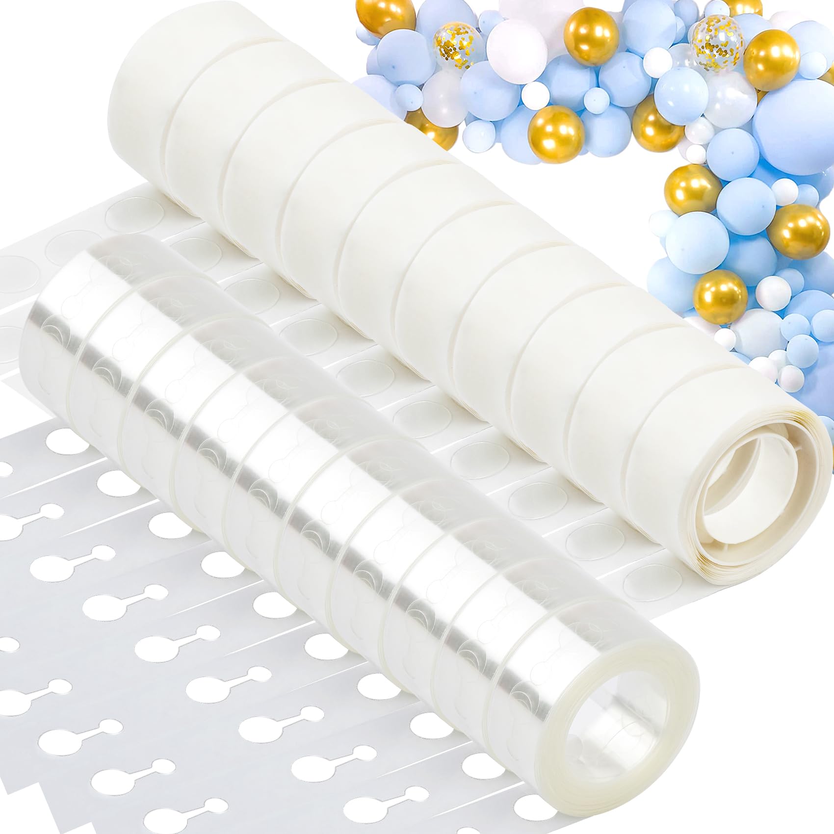 Balloon Arch Kit, 20 Rolls Balloon Arch Strip Kit for Garland, 164 Ft Balloon Tape Strip Double Hole, 1000 Dots Glue Point Tape for Birthday Valentines Wedding Graduations Party Decorations