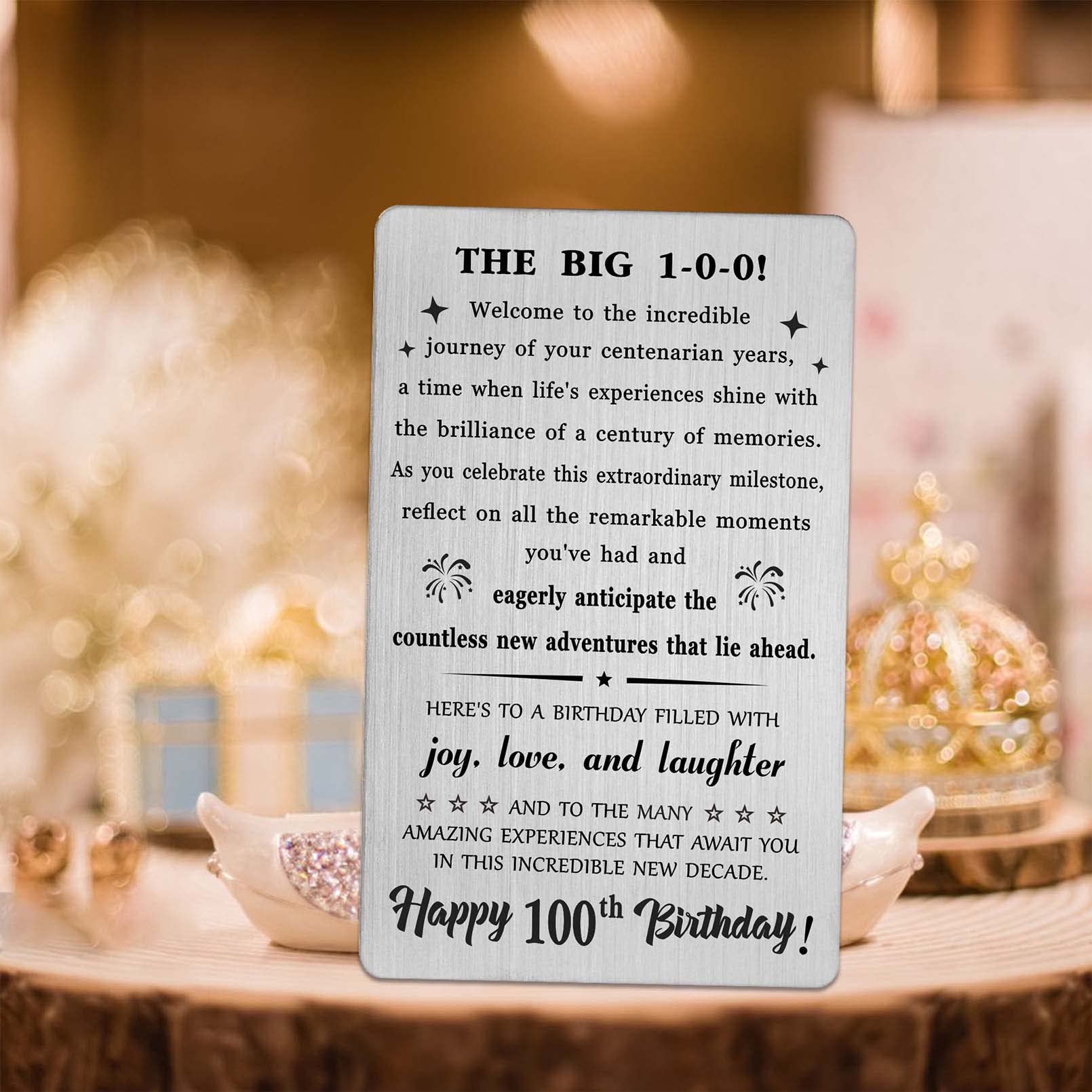 BAZLJY 100th Birthday Card - 100th Birthday Gifts for Men Women - 100 Year Old Gifts for Grandpa Grandma, Big Birthday Card for Men Women