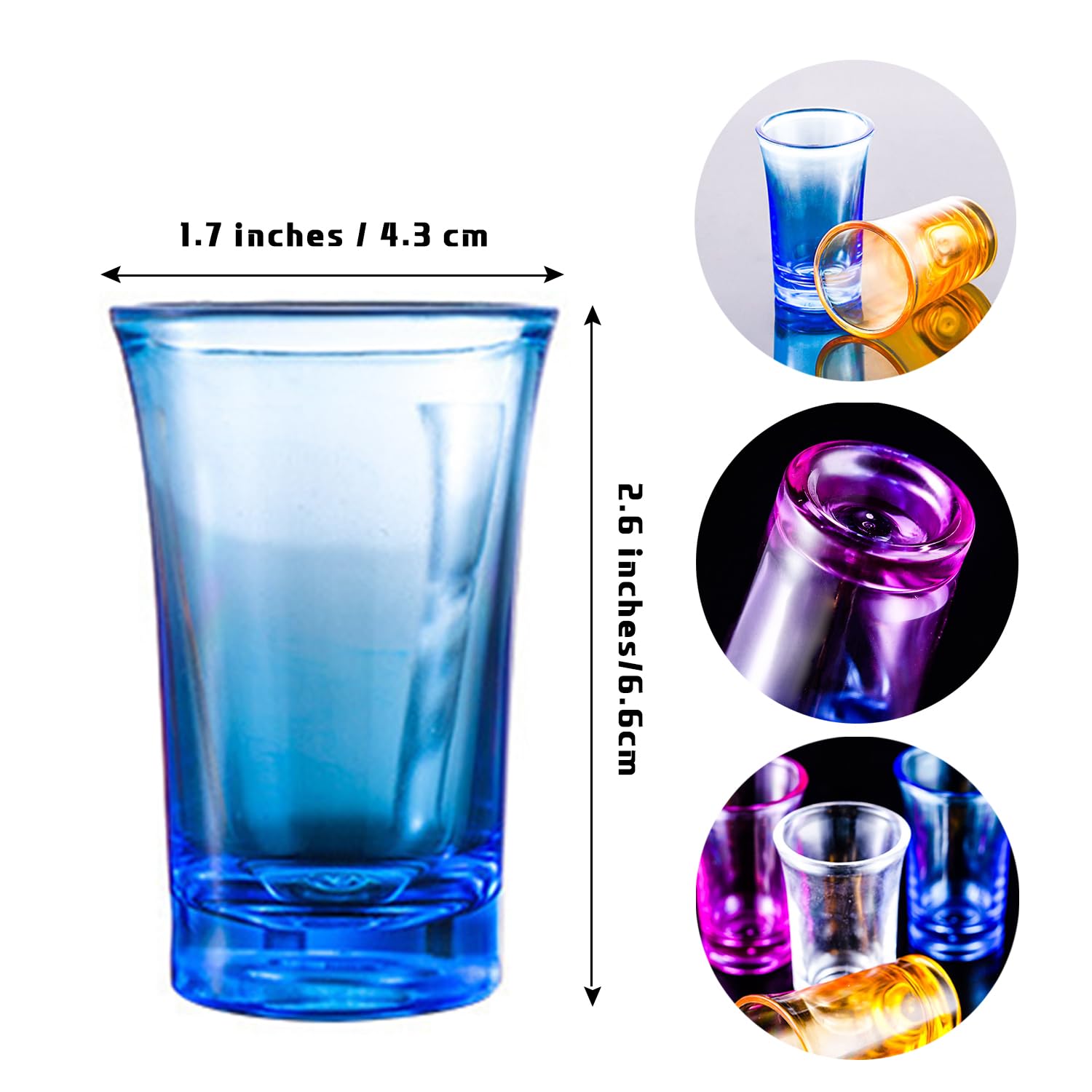 16 Pieces Unbreakable 1.2 Oz Multicolored Shot Glass Set, Whiskey Glasses, Tequila Shot Glasses, Cocktail Glasses, Shot Glasses for Vodka, Spirits & Liquor (Gradient Multicolored Set)