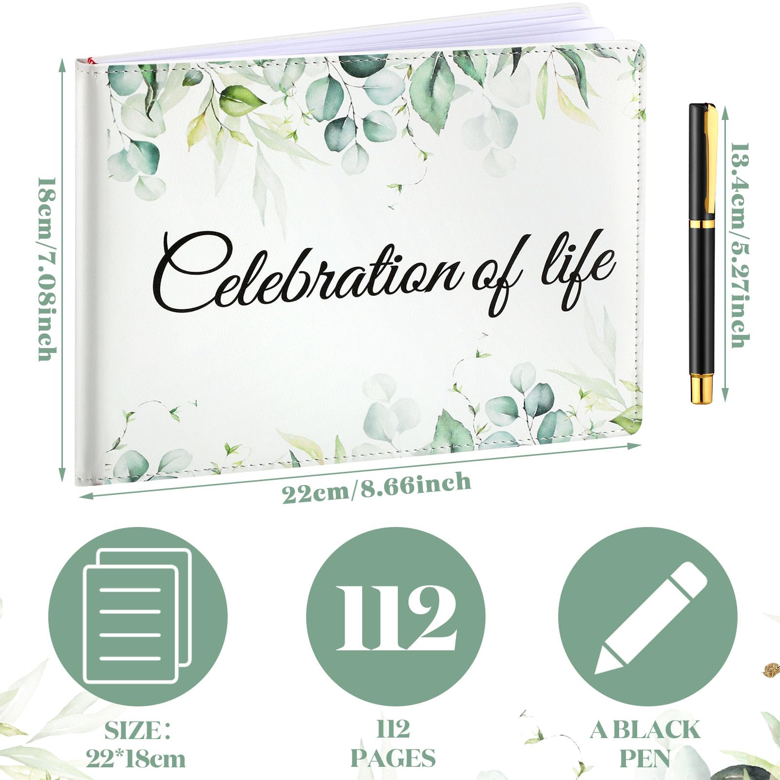 Patelai Funeral Guest Book with Pen Memorial Service Celebration of Life Guest Book Sign in Book for Funeral Leather Cardinal Guest Book in Loving Memorial Gift, 112 Pages(Celebration of Life)