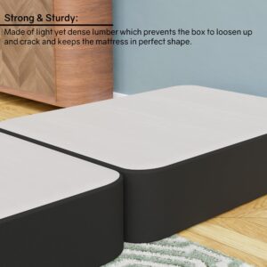 Mattress Solution, 4-Inch Sturdy Box Spring for Mattress Support-Durable and Fully Assembled, Natural Wood Foundation for Full, Black