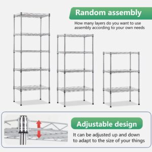 FDW 5 Tier Wire Shelving Adjustable Metal Shelves 17L x 12W x 48H NSF Pantry Shelves Storage Rack Shelving Units for Kitchen Garage Small Places Commercial,Chrome