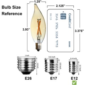 FANNIS 6 Pack C32 Replacement Flame Tip LED Bulb, 2W Equals 20W, Warm 2200K Filament Edison Bulb, E12 Base Vintage Amber Glass Candle Light Bulb for Pendant Chandelier Ceiling Fan Candelabra Light