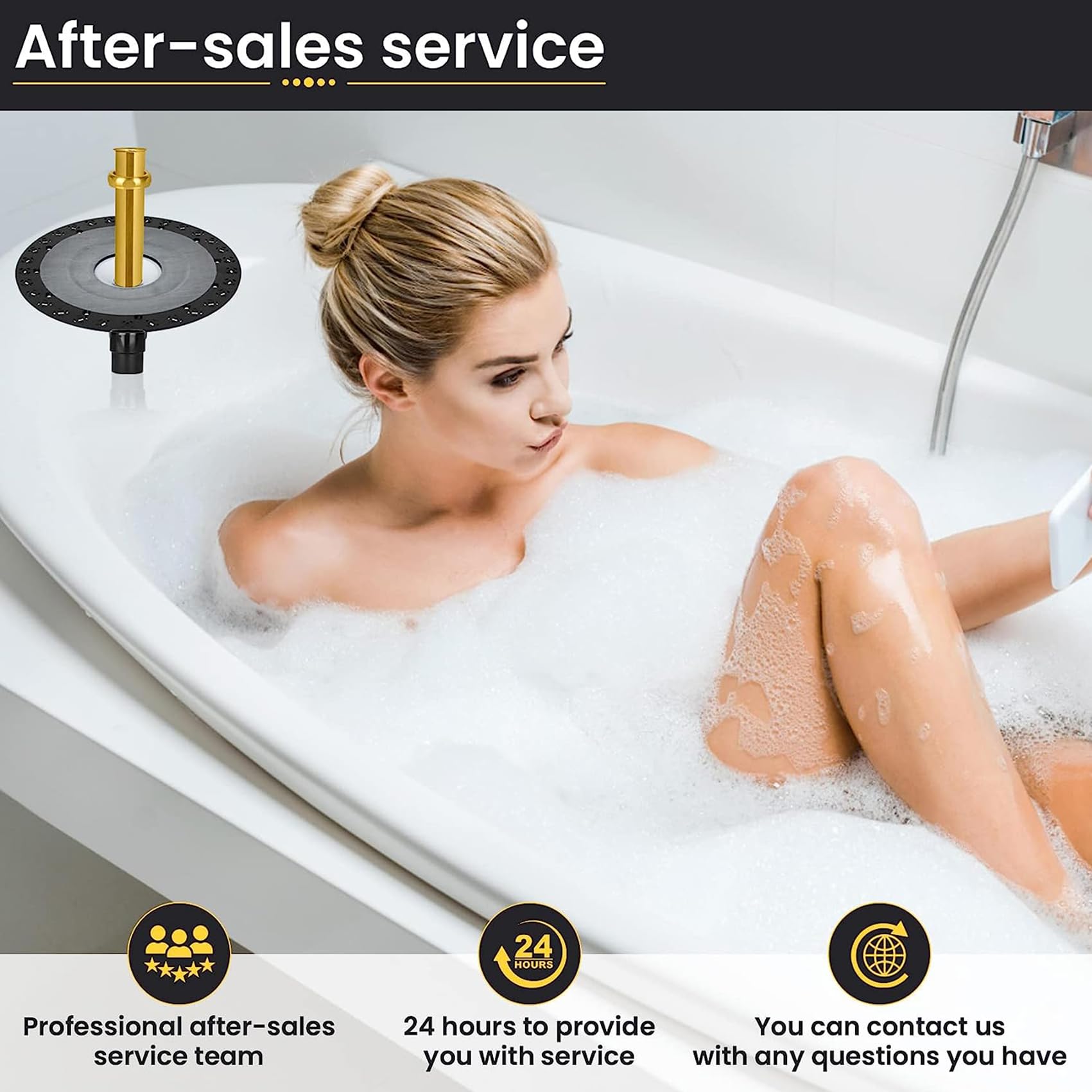 FERUERW Freestanding Bathtub Drain, Freestanding Tub Drain Rough-in Kit, Easy Freestanding Bathtub Drain Mounting Kit with ABS Plastic Adapter and Brass Liner