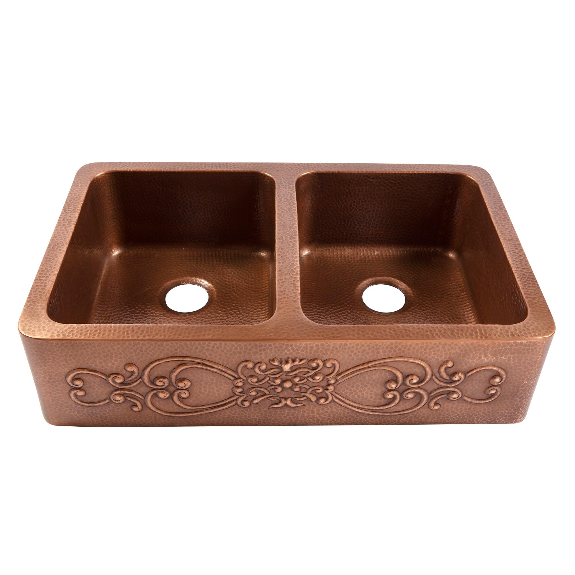 Sinkology Ganku Copper 36 Double Bowl Farmhouse Apron Front Undermount Kitchen Sink