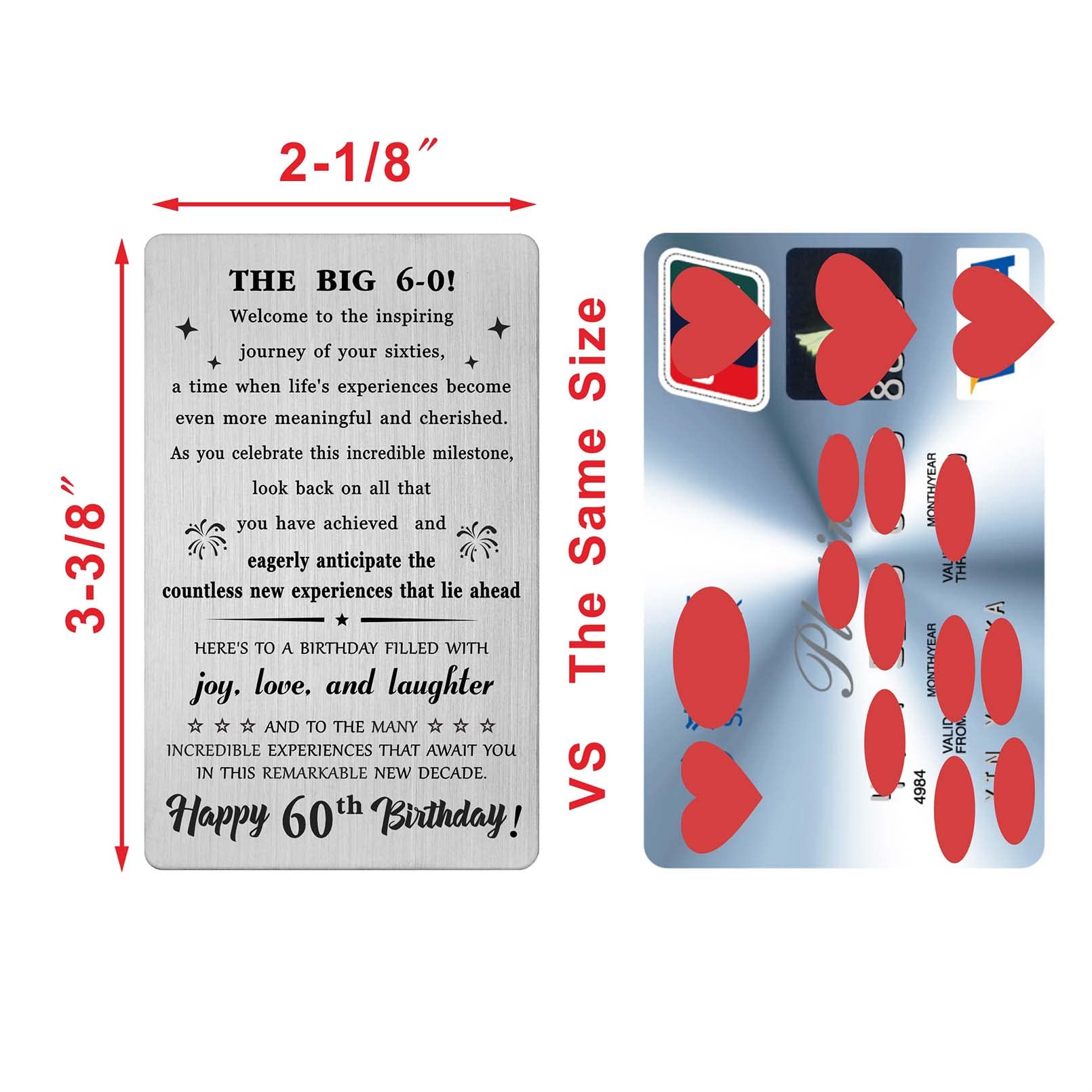 BAZLJY 60th Birthday Card - 60th Birthday Gifts for Men Women - 60 Year Old Birthday Engraved Wallet Card for Him Her