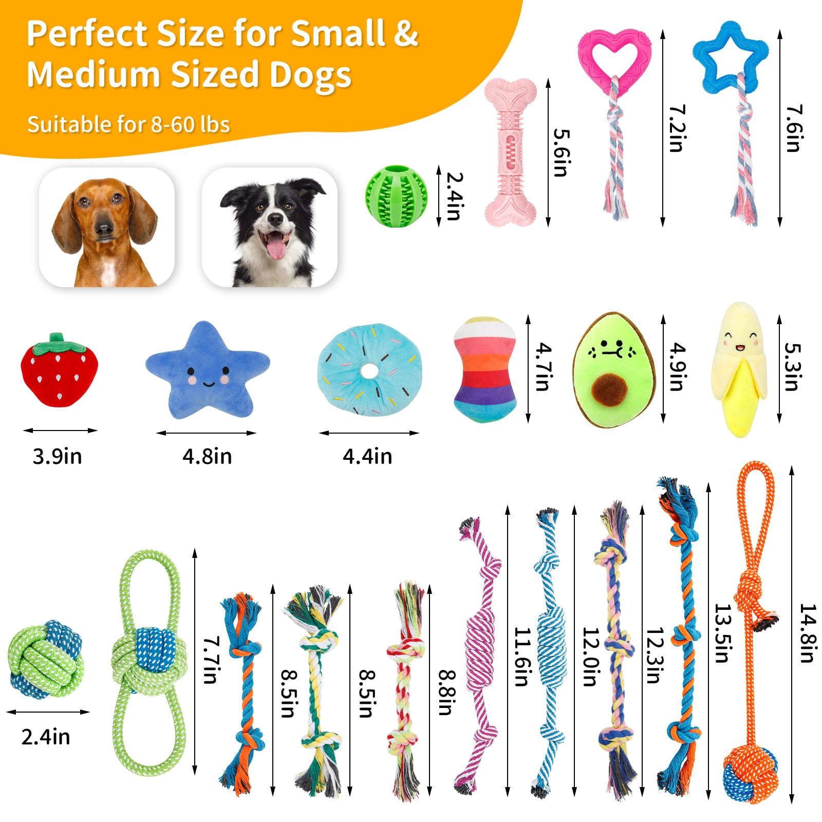 Enido Dog Rope Toys for Small & Medium Breed Dogs, Puppy Chew Toys, 24 Pack Puppy Teething Toys, Promote Dog Dental Health, Exercise & Bonding