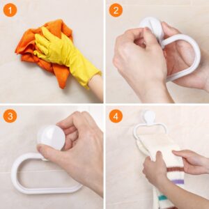 Hemoton Bathroom Towel Ring Holder Self Adhesive Towel Ring Towel Hanger No Drill Towel Bar Hand Towel Ring No Drilling Towel Rack Paper Towel White Wall Hanging Tower Hanger