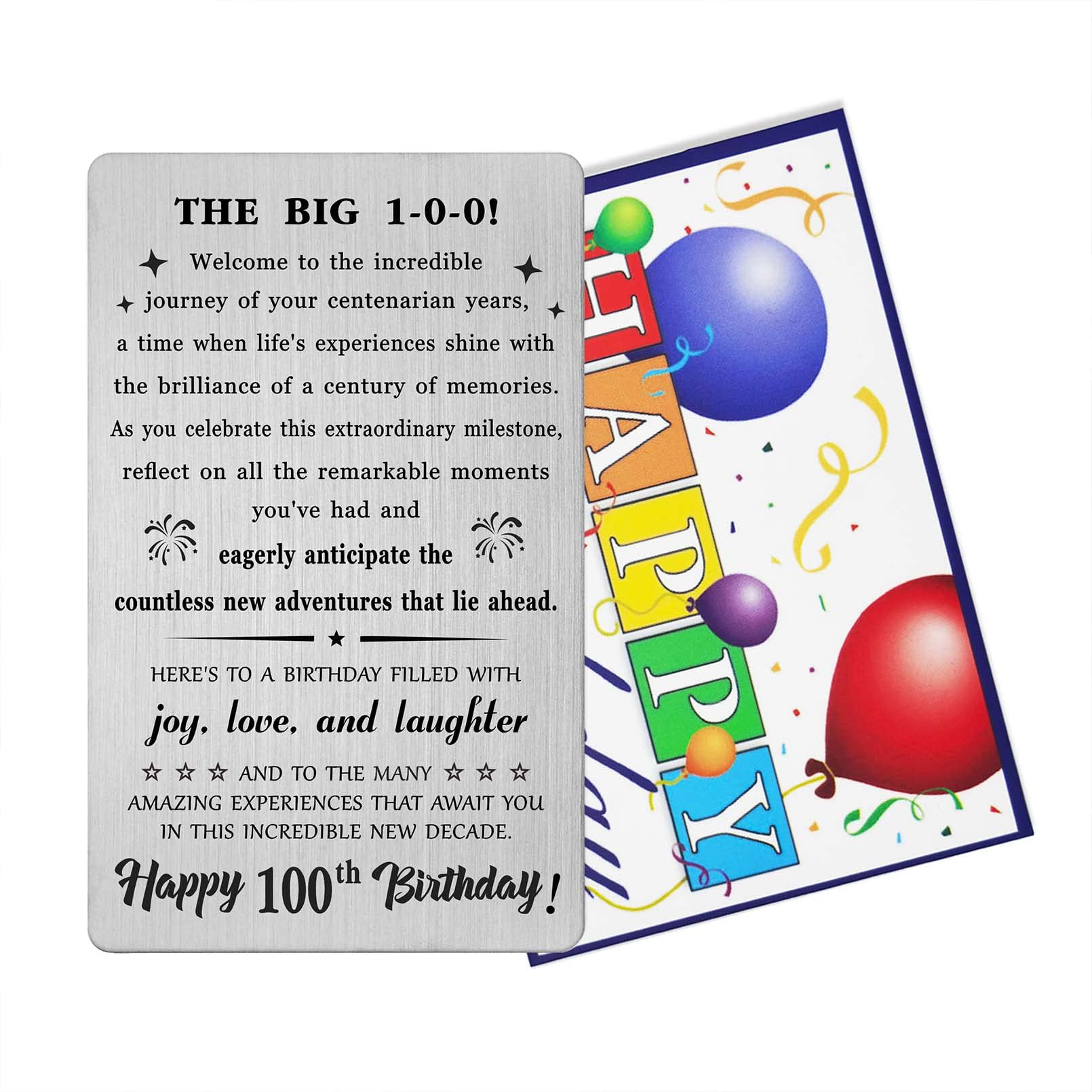 BAZLJY 100th Birthday Card - 100th Birthday Gifts for Men Women - 100 Year Old Gifts for Grandpa Grandma, Big Birthday Card for Men Women