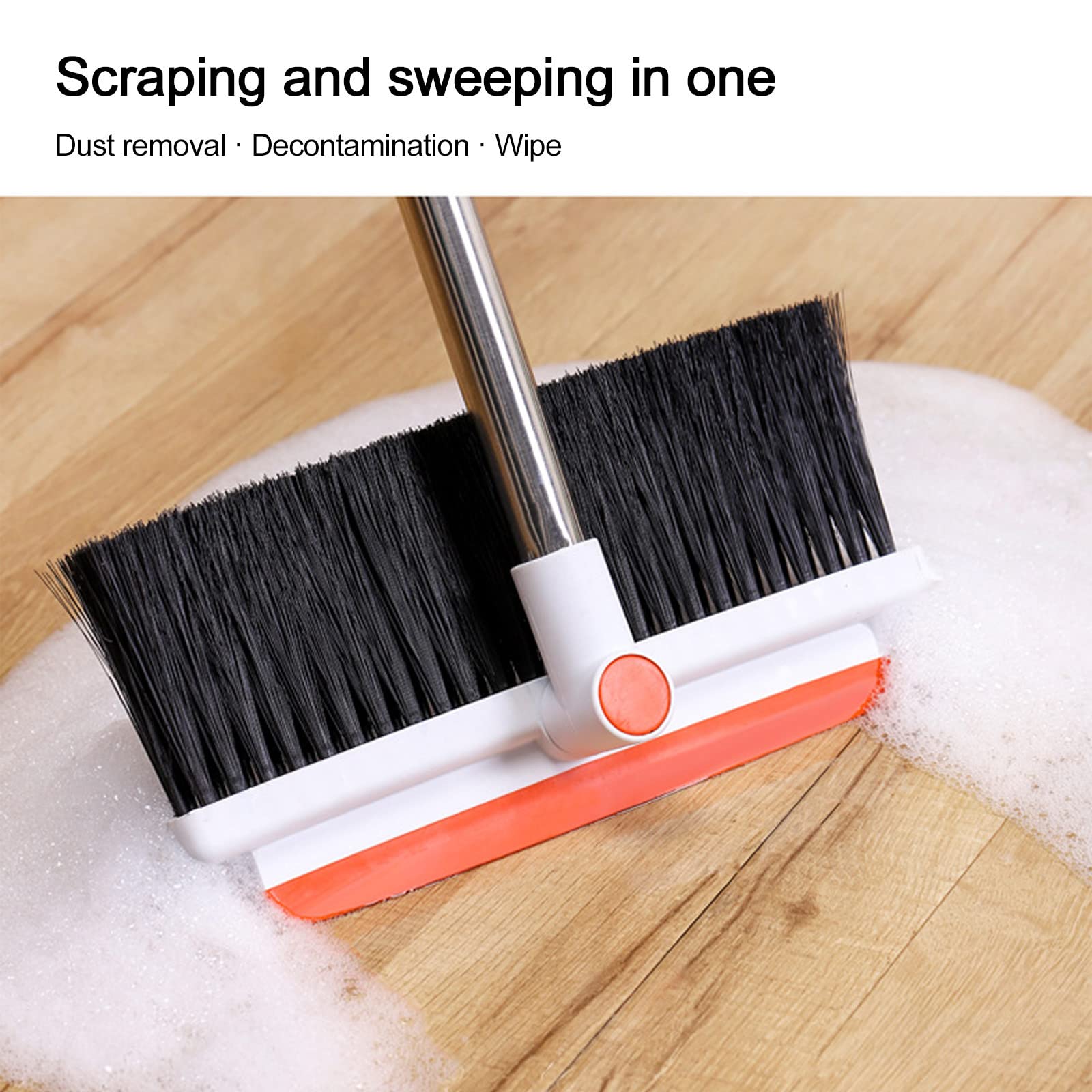 Broom and Dustpan Set, 360° Rotatable Hand Broom for Home & Kitchen with Scraping Teeth and Scraper, Buckle Type Outdoor Broom Household Cleaning Tool Apartment Home Essentials, Cute Stuff