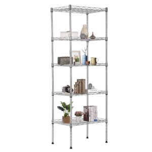 fdw 5 tier wire shelving adjustable metal shelves 17l x 12w x 48h nsf pantry shelves storage rack shelving units for kitchen garage small places commercial,chrome