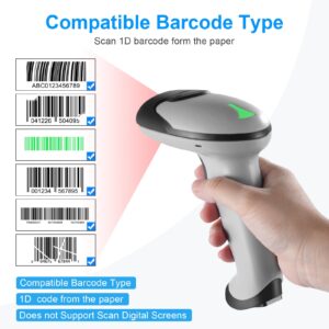 Barcode Scanner with Stand, JRHC Wireless 1D Laser Bar Code Scaners 2.4G Wireless & USB Wired Connection Plug and Play Handheld Bar Code Reader