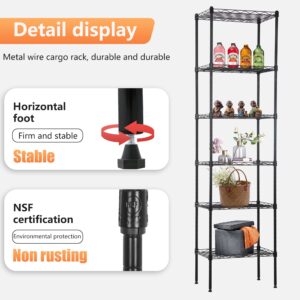 FDW 6 Tier Wire Shelving 17L x 12W x 64H Pantry Shelves Storage Rack Shelving Units Adjustable Metal Shelves for Kitchen Commercial Garage Small Places,Black