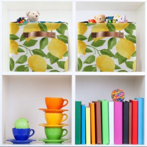 WIHVE Storage Bins Lemon Fabric Storage Basket for Organizing Closet Shelf Organizer Basket with Handles