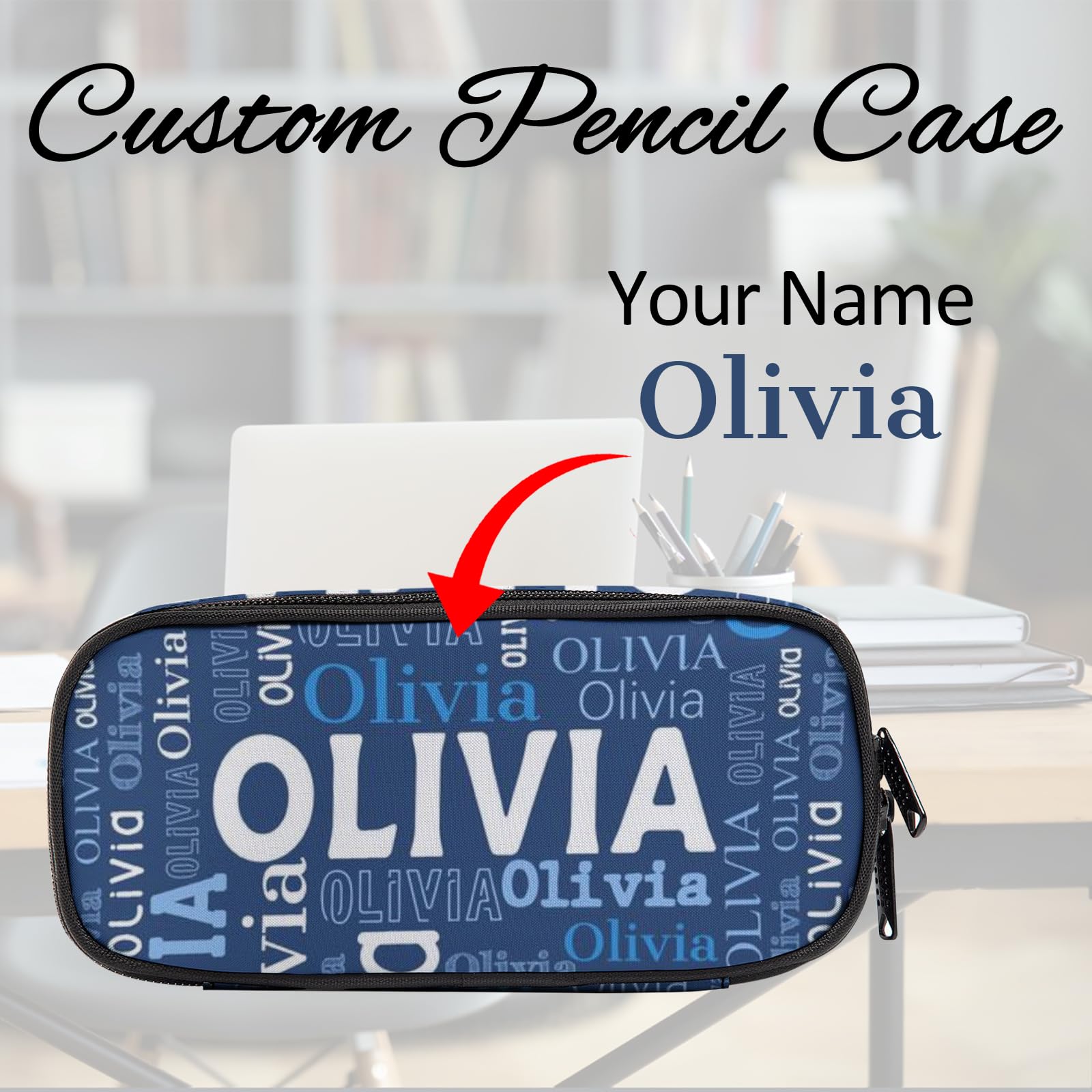 ihnlutzc Custom Pencil Case with Name, Personalized Name Pencil Bag Big Capacity for Teen Boys Girls Kids, Customized Name Pencil Box for School Office