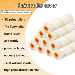 Hubaow 10 Pieces Paint Roller Cover, 6 inch Microfiber Roller Covers, Washable Covers for Roller Frame, House Painting Supplies, Naps for Paint Roller Brush for Painting Walls Ceilings