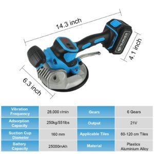 Tile Vibration Installation Tool Machine - YSJWAER Tiling Vibrator Automatic Leveling 160mm Suction Cup 25000mAh 32000r/min 6 Speed