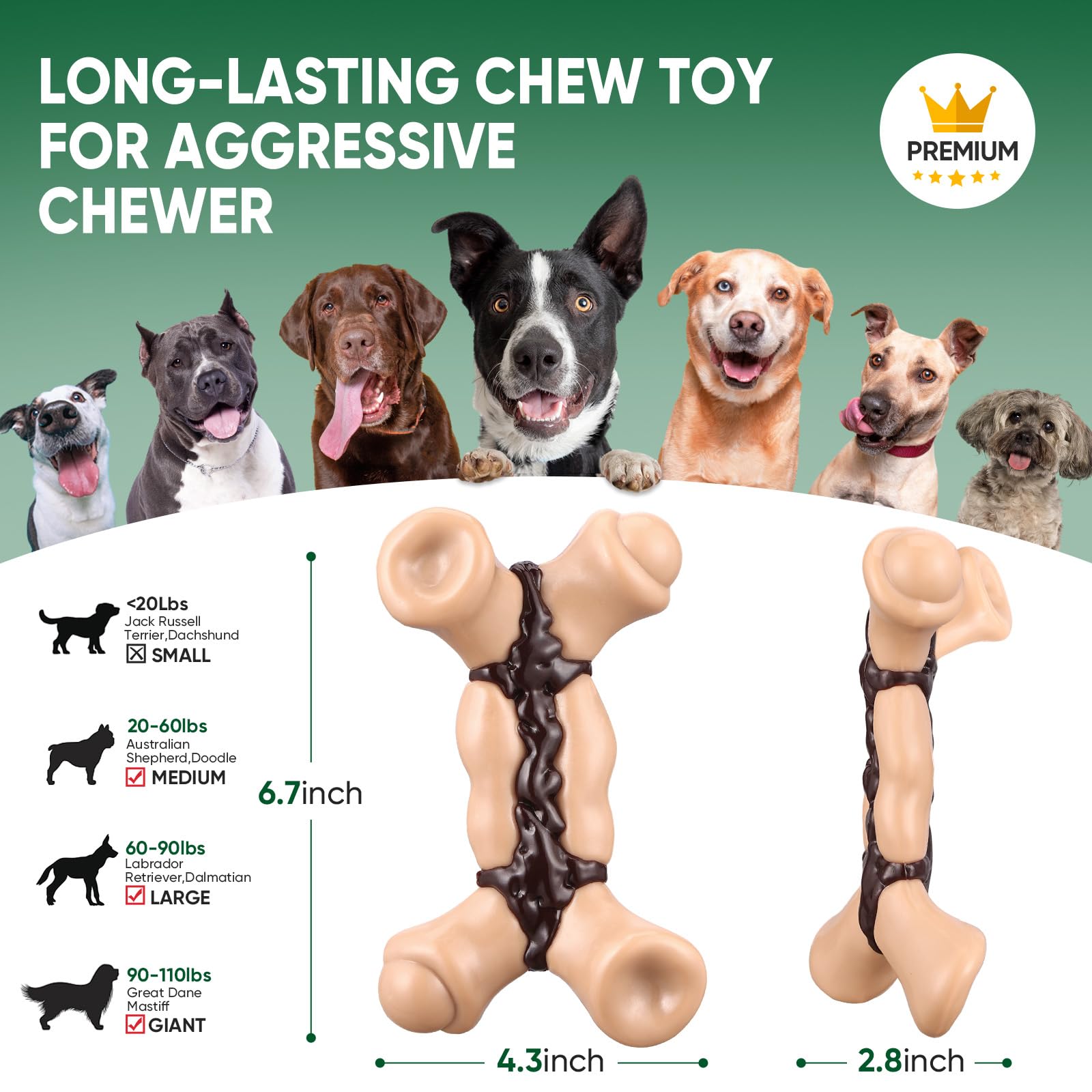 Indestructible Dog Chew Toys for Aggressive Chewers Large Breed,Dog Toys for Boredom and Stimulating,Nylon Dog Bones for Aggressive Chewers