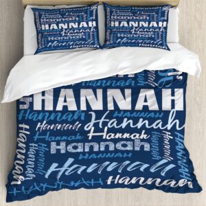 amazing personalized name bedding set, customized name bedding full twin queen king, custom your name comforter set 3 pcs bed set with name on it, custom name bedroom decor for boys, girls (blue)