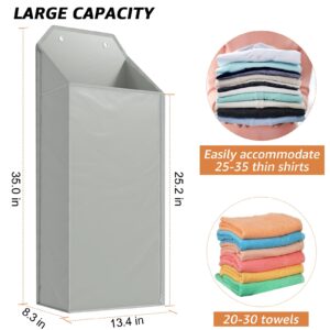 MaxGear Hanging Laundry Hamper, Over the Door Hamper with 2 Kinds of Hooks for Dirty Clothes Organizer, Wall Hanging Laundry Basket with Zipper for Bathroom, Wardrobe, Dormitory (Grey-1 Pack)