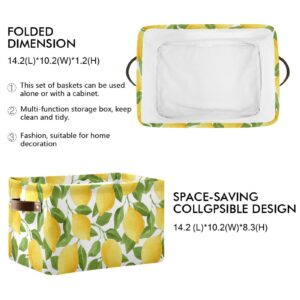 WIHVE Storage Bins Lemon Fabric Storage Basket for Organizing Closet Shelf Organizer Basket with Handles