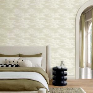 JiffDiff Wallpaper Peel and Stick White Cloud Wallpaper for Bedroom Mural Grey Wallpaper 17.3" x 118" Self Stick Neutral Wallpaper Modern Abstract Wallpaper