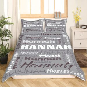 Custom Name Bedding Set, Custom Text Comforter Cover Full Twin Queen King, Custom Name Themed Bedding Personalized Name Duvet, Blanket With Name Decor for Bedroom, Ultra Soft Lightweight (Grey)