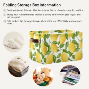 WIHVE Storage Bins Lemon Fabric Storage Basket for Organizing Closet Shelf Organizer Basket with Handles