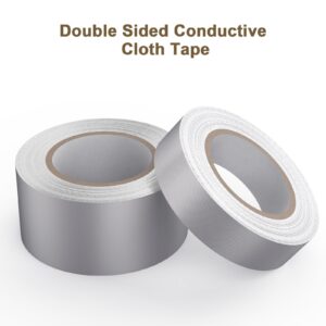 Conductive Adhesive Tape,Faraday Cloth Tape, High Shielding Double Sided Conductive Fabric Sticky Tape, Waterproof Conductive Tape for signal screens, Guitar Interference Shielded(2 in x 50 FT)