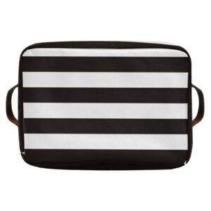 Storage Bins 2 Pack White Black Stripe Fabric Storage Basket for Organizing Closet Shelf Organizer Basket with Handles