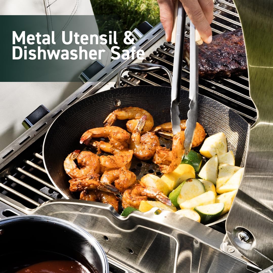 HexClad Hybrid Nonstick BBQ Grill Pan, Dishwasher-Friendly, BBQ and Oven-Safe Up to 900°F