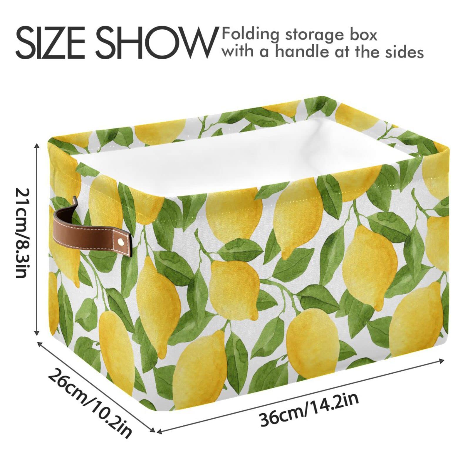 WIHVE Storage Bins Lemon Fabric Storage Basket for Organizing Closet Shelf Organizer Basket with Handles