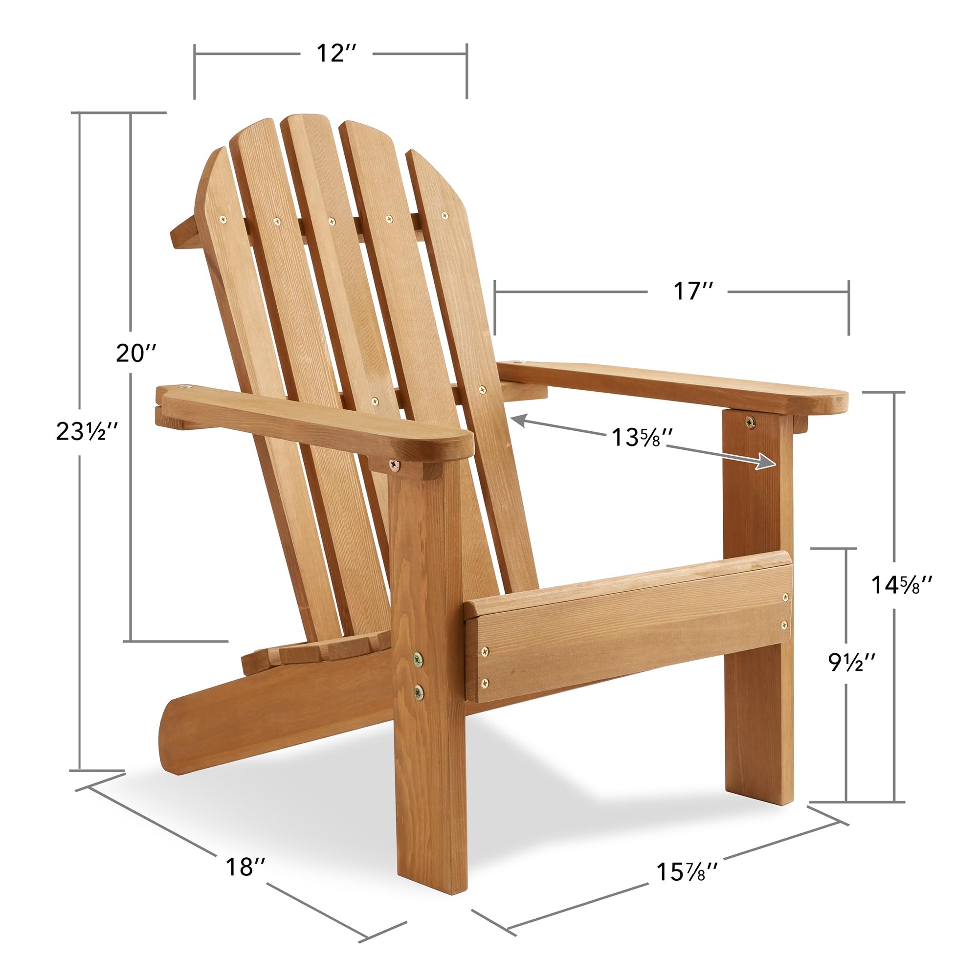 Casafield Children's Adirondack Chairs, Set of 2 Cedar Wood Outdoor Kid's Chairs for Patio, Deck, Lawn and Garden, Partially Pre-Assembled - Natural