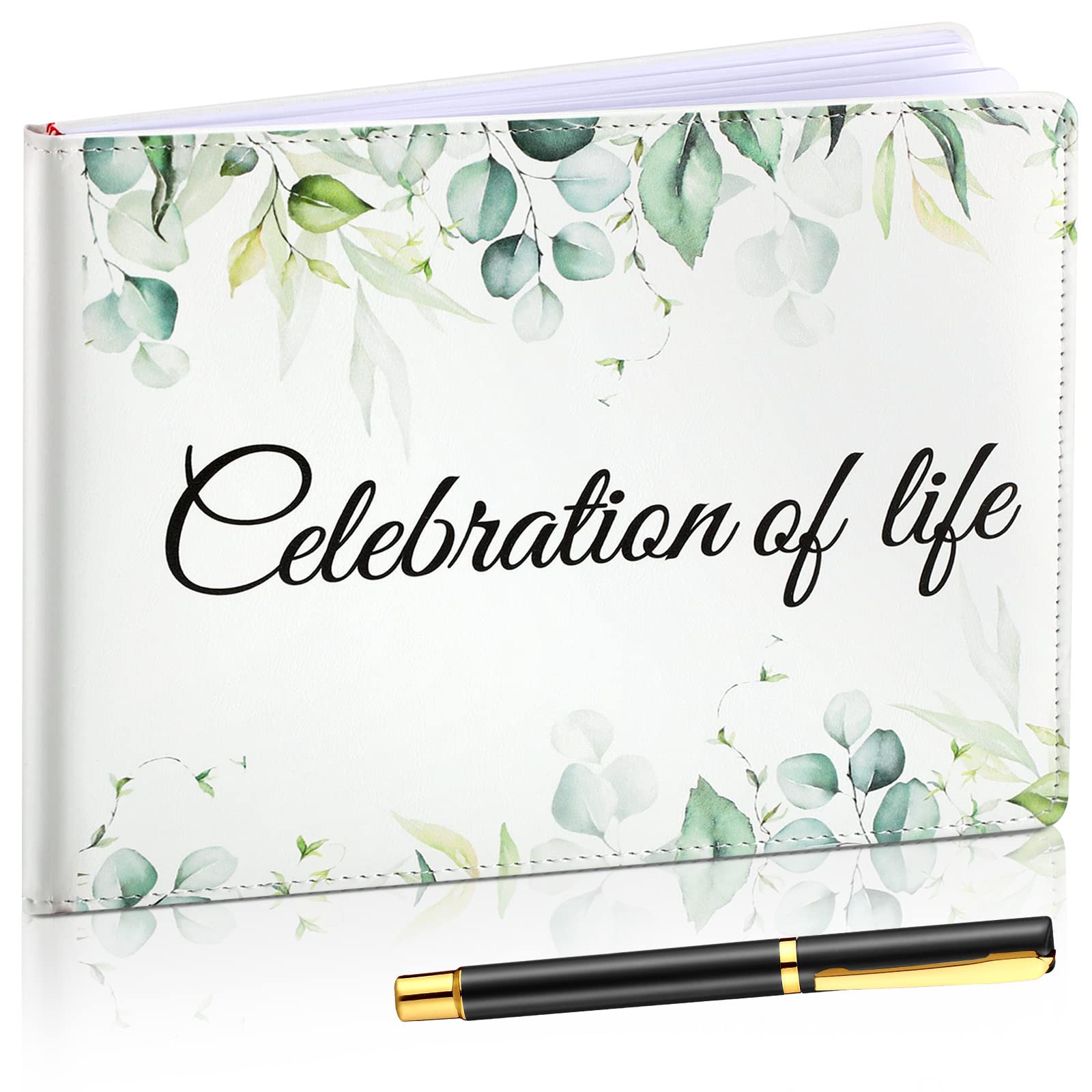 Patelai Funeral Guest Book with Pen Memorial Service Celebration of Life Guest Book Sign in Book for Funeral Leather Cardinal Guest Book in Loving Memorial Gift, 112 Pages(Celebration of Life)