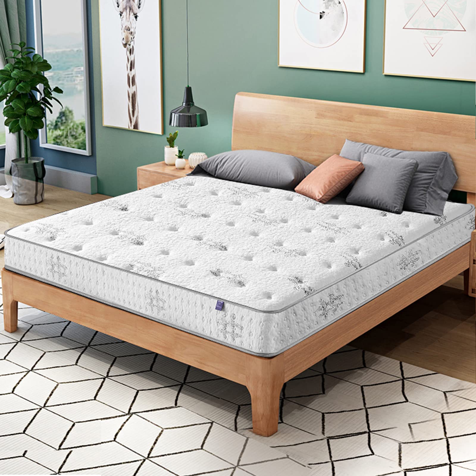 King Mattress,10 Inch Hybrid Mattress in a Box,Gel Memory Foam King Size Mattress,Individually Wrapped Pocket Coils Innerspring Mattress for Motion Isolation,Medium Firm (King)