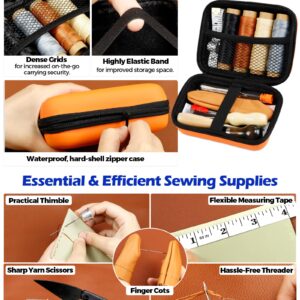 PLANTIONAL Leather Repair Sewing Kit: 31pcs Leather Working Tools with Pro Waxed Thread, Large Eye Hand Sewing Needles, 3 Versatile Awl, Heavy Duty Sewing Kit for Car, Upholstery, Vinyl, Canvas 02