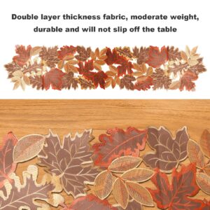 Fall Harvest Table Runner 13"x70", Cutwork Applique Embroidered Leaves Table Runner Maple Leaves Table Runner for Home Kitchen Decoration Table Runner for Halloween Thanksgiving Christmas