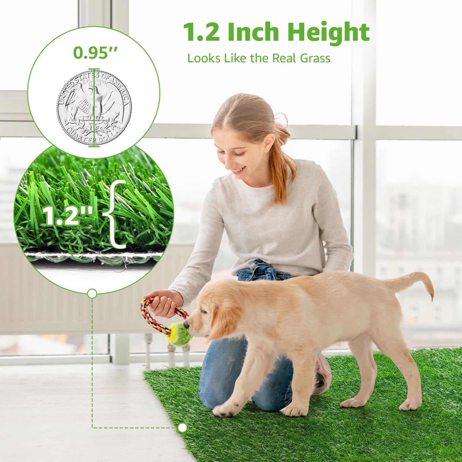 Artificial Grass Pad 59"x 39.4" 1 Pack, Washable Dog Grass Pee Pads Indoor Outdoor Potty Training Replacement Turf Mat for Puppy, Reusable Realistic Fake Grass Patch for Dogs