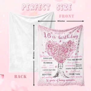 Sweet 16 Gifts for Girls, 16th Birthday Gifts for Girls, 16 Year Old Girl Birthday Gift Ideas, 16th Birthday Decorations, Happy 16th Birthday, Birthday Presents for 16 Year Old Blanket 50"X60"