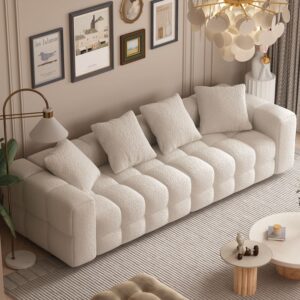 famapy cloud sofa couch for living room, bubble sofa couch upholstered modern contemporary couch, solid wood legs, white (100.8”w x 37.8”d x 20.5”h)