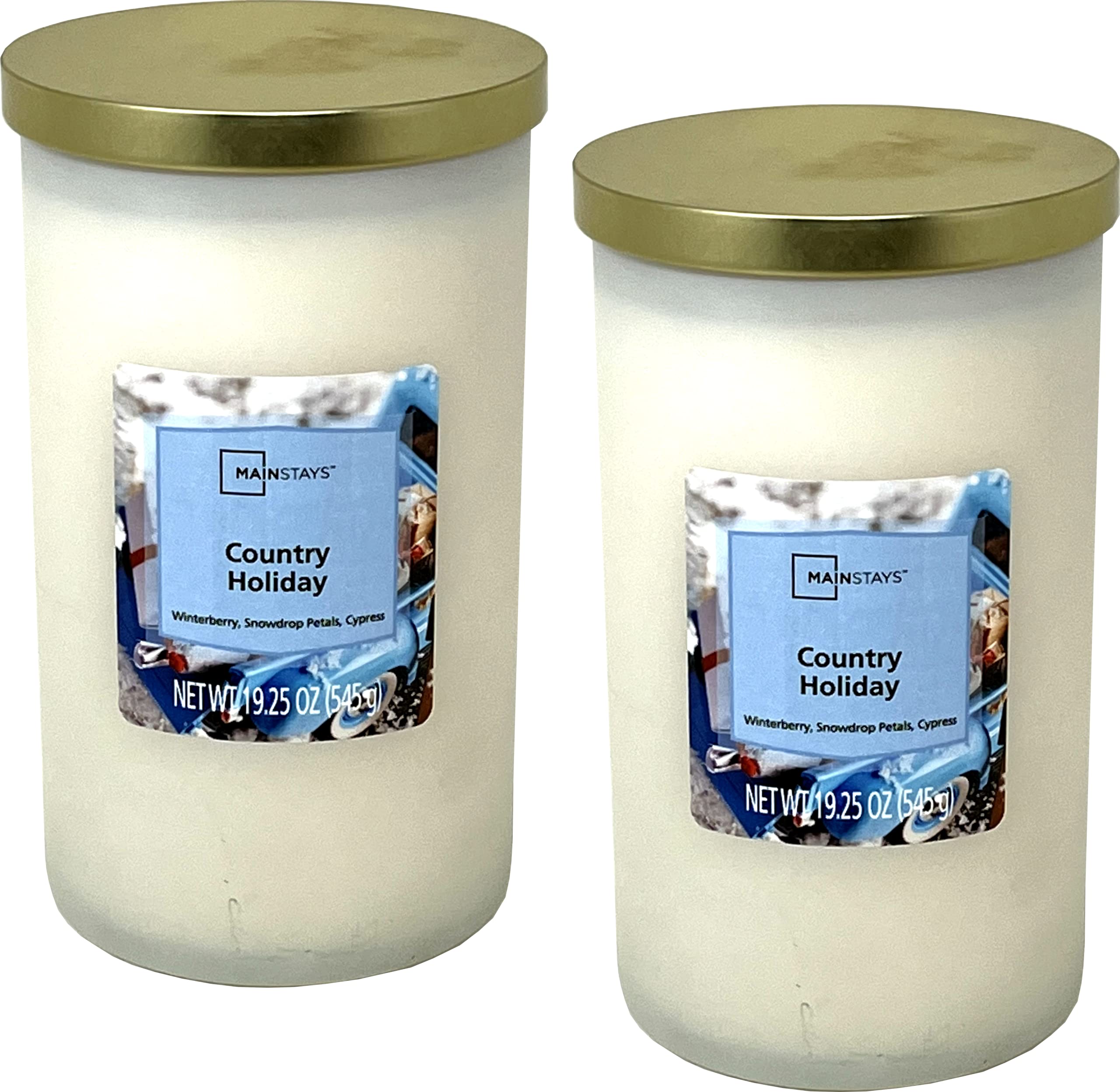 Mainstays 19oz Frosted Glass Scented Candles 2-Pack (Country Holiday)