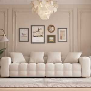 FAMAPY Cloud Sofa Couch for Living Room, Bubble Sofa Couch Upholstered Modern Contemporary Couch, Solid Wood Legs, White (100.8”W x 37.8”D x 20.5”H)